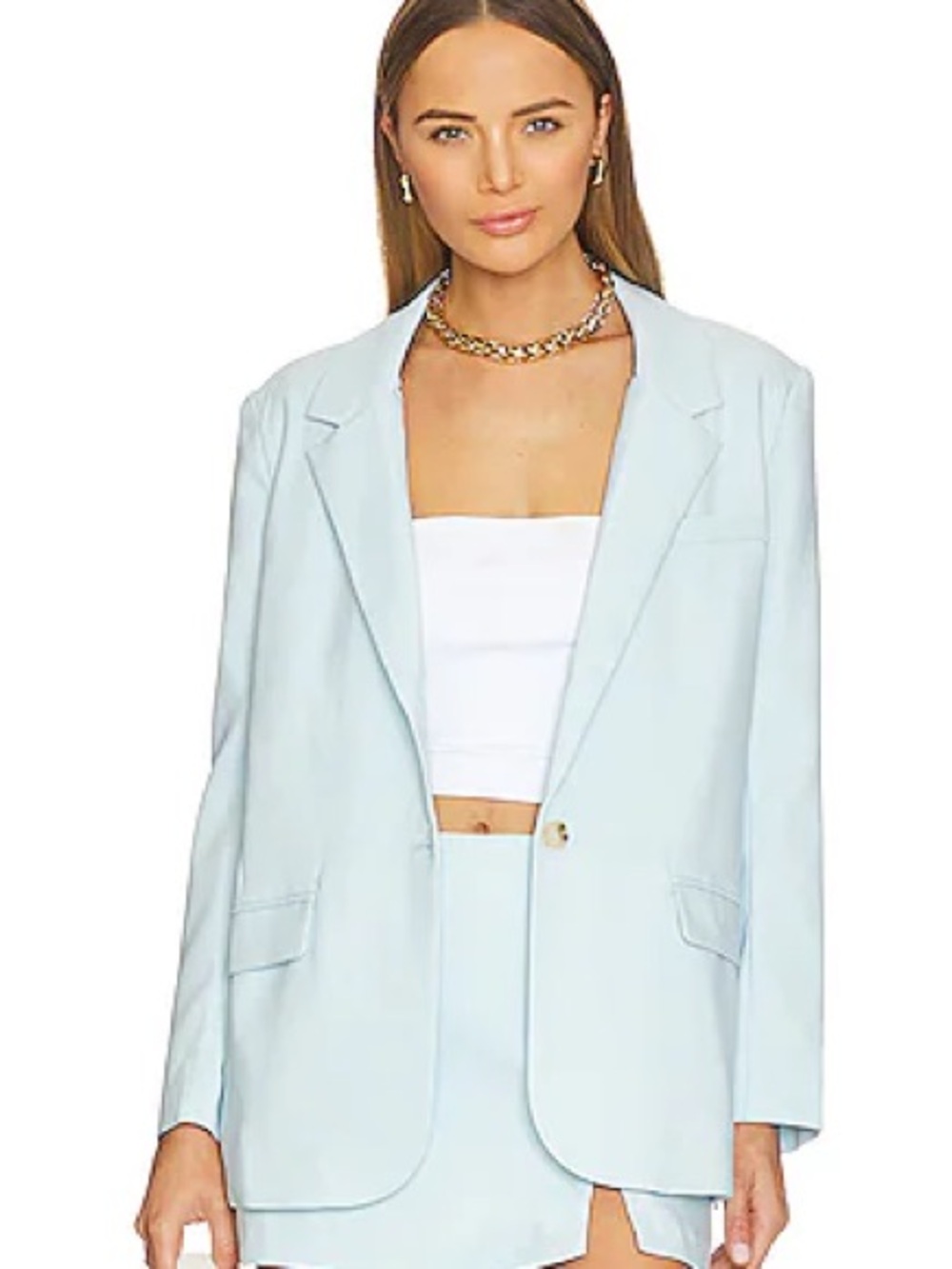 Steve Madden Pastel Blue Kiara Single-Button Women's Blazer